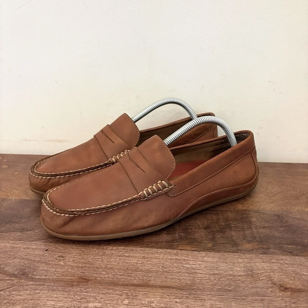 Florsheim Throttle Moc Penny Loafer Driving Shoes Slip On Brown Leather Mens 8